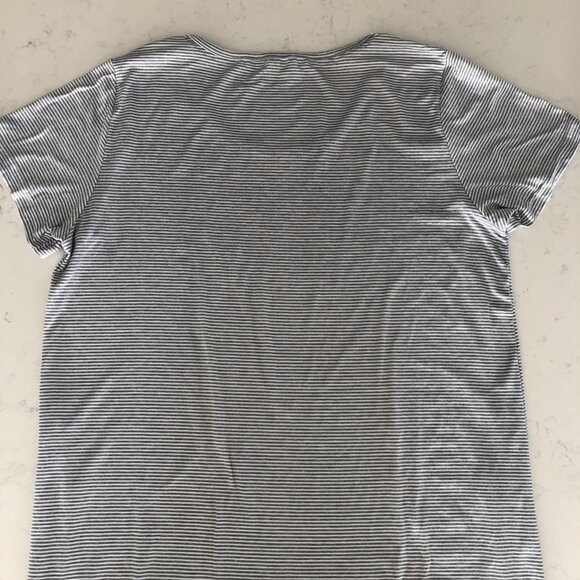 Rae Dunn SNOOZE Short Slv Scoop Neck Stripped Nightshirt Lt Heather Gray Sz M - Picture 6 of 10